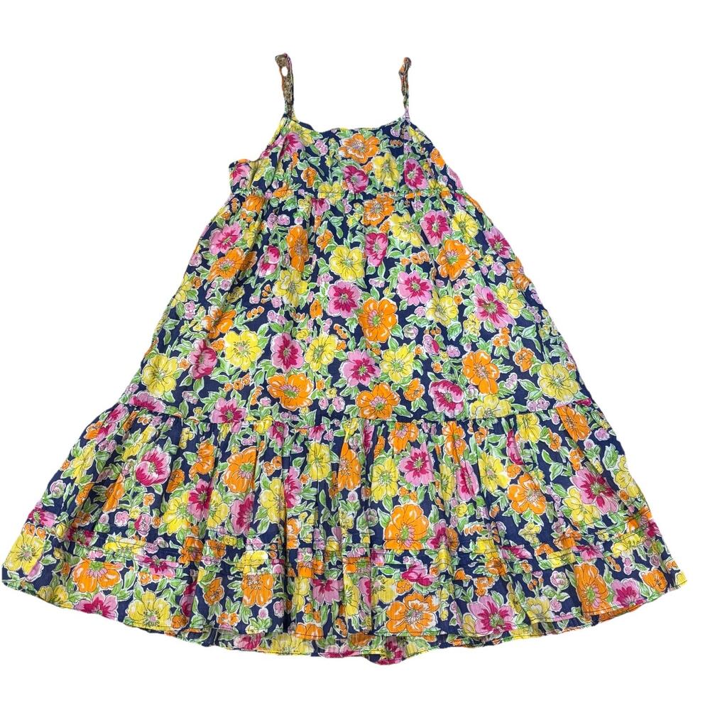 Ralph Lauren Girls Floral Gauzy Tiered Ruffled Maxi Dress Spaghetti Straps 6X